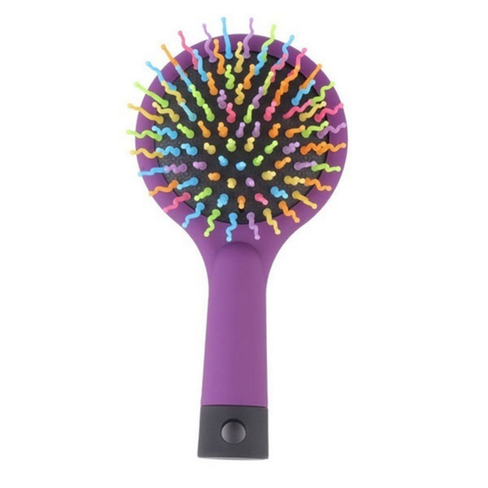 Portable Volume Rainbow Detangling Hair Comb with Mirror
