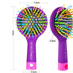 Portable Volume Rainbow Detangling Hair Comb with Mirror