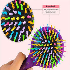 Portable Volume Rainbow Detangling Hair Comb with Mirror