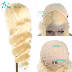 Body Wave 613 Honey Blonde Preplucked Brazilian Remy Human Hair Wig