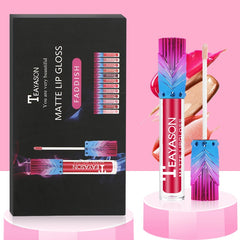 12PCS Pigment Colors Velvet Matte Liquid Lipstick Long Lasting Waterproof