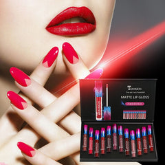 12PCS Pigment Colors Velvet Matte Liquid Lipstick Long Lasting Waterproof