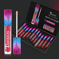 12PCS Pigment Colors Velvet Matte Liquid Lipstick Long Lasting Waterproof
