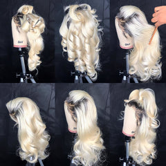 Body Wave 613 Blonde Lace Front PrePlucked Brazilian Virgin Human Hair Wig