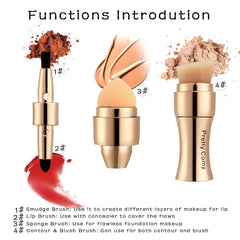 4 in 1 Multi-Function Gold Makeup Brushe Set
