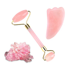 Natural Crystal Stone Face  Massager Rose & Jade Quartz