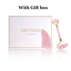 Natural Crystal Stone Face  Massager Rose & Jade Quartz