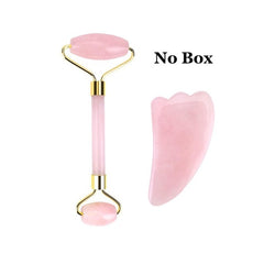 Natural Crystal Stone Face  Massager Rose & Jade Quartz