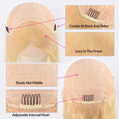 Body Wave 613 Blonde Lace Front PrePlucked Brazilian Virgin Human Hair Wig