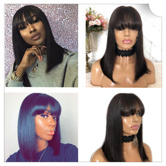 Ombre Red 99J Bob With Bangs 13x6 Lace Front Human Hair Wig Indian Remy
