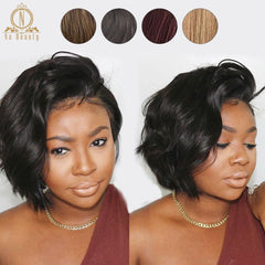13x6 Short Bob Cut  Brazilian Remy Human Hair Lace Front Wig