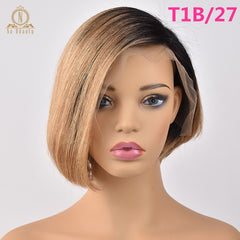 13x6 Short Bob Cut  Brazilian Remy Human Hair Lace Front Wig
