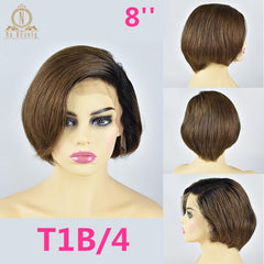 13x6 Short Bob Cut  Brazilian Remy Human Hair Lace Front Wig