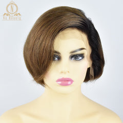 13x6 Short Bob Cut  Brazilian Remy Human Hair Lace Front Wig
