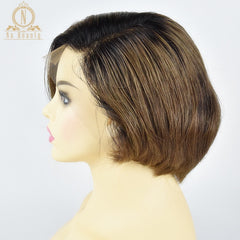 13x6 Short Bob Cut  Brazilian Remy Human Hair Lace Front Wig