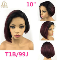 13x6 Short Bob Cut  Brazilian Remy Human Hair Lace Front Wig
