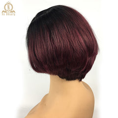 13x6 Short Bob Cut  Brazilian Remy Human Hair Lace Front Wig