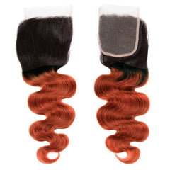 1B/350 Two Tone Golden Blonde Unprocessed Brazilian Body Wave Human Hair With Lace Closure