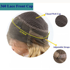 Side Part With Bangs Wig Highlight Brown Blonde Transparent 13x6 Lace Front Human Hair Wig Pre Plucked Natural Hairline