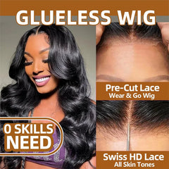 Body Wave Wig 6x4 Glueless PrePlucked Human Hair Wigs Ready To Go 5x5 Transparent Pre Cut Lace Closure Wig