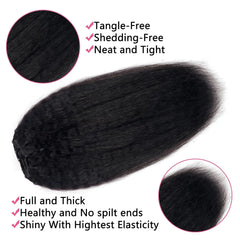 Kinky Straight Clip In Hair Extensions Real Human Hair Natural Black 120g Full Head Clip ins Seamless Kinky Straight Clip on 1B