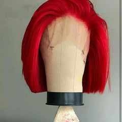 Red Straight  Lace Front Human Hair Wig Preplucked Hairline With Baby Hair