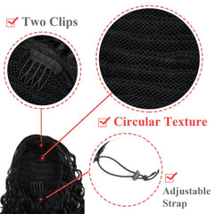 Synthetic clip In Warp Ponytail Hair Extension Curly Kinky Drawstring