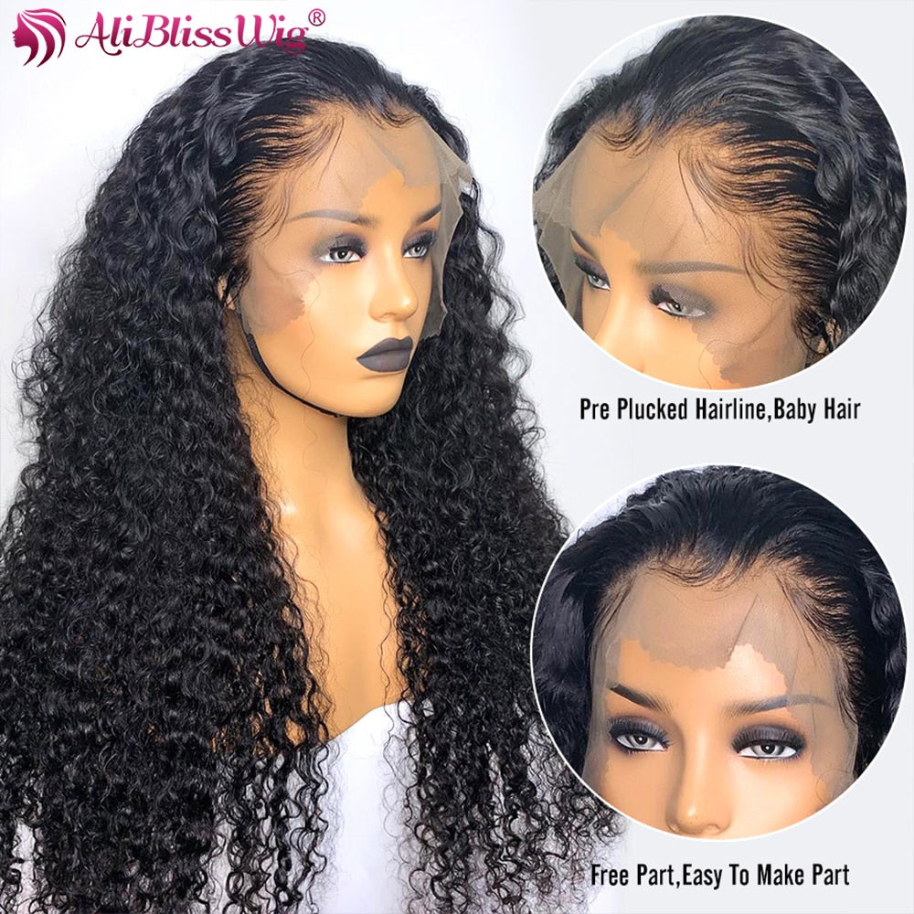 Curly Lace Front Pre Plucked Remy  Wig Human Hair