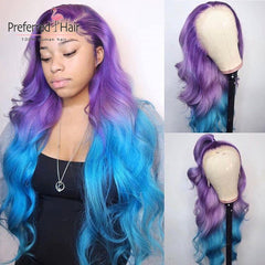 Transparent 13x4 Remy Brazilian Glueless Lace Front Human Hair  Preplucked Ombre Wig