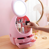 LED Mirror Makeup Storage Box Cosmetic Organizer Case