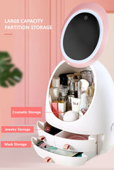 LED Mirror Makeup Storage Box Cosmetic Organizer Case