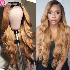 Ombre  Body Wave Human Hair  4x4 Lace Closure Wig