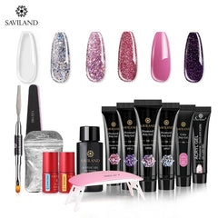 Glitter Polygel Nail Kit With Lamp Manicure Set Acrylic Extension  Professional set