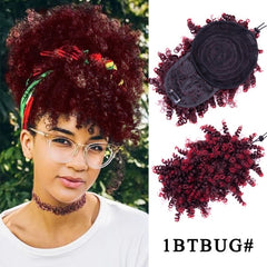 faux curly bangs and bun clip ins