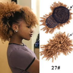 faux curly bangs and bun clip ins