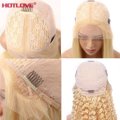 Honey Blonde 13x1 Lace Frontal Human Hair Deep Wave 613