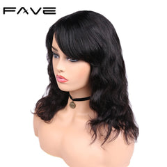 BRAZILIAN REMY BODY WAVE WIG WITH BANGS