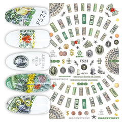 Money Dollar Wealthy Rich Style Nail Art Stickers