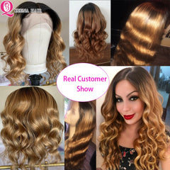 Ombre  Body Wave Human Hair  4x4 Lace Closure Wig