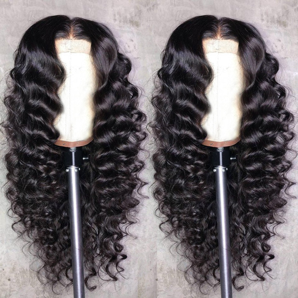 Loose Deep Wave Brazilian Natural Color Remy Human Hair T Part Lace Wig