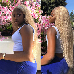 Honey Blonde 13x1 Lace Frontal Human Hair Deep Wave 613