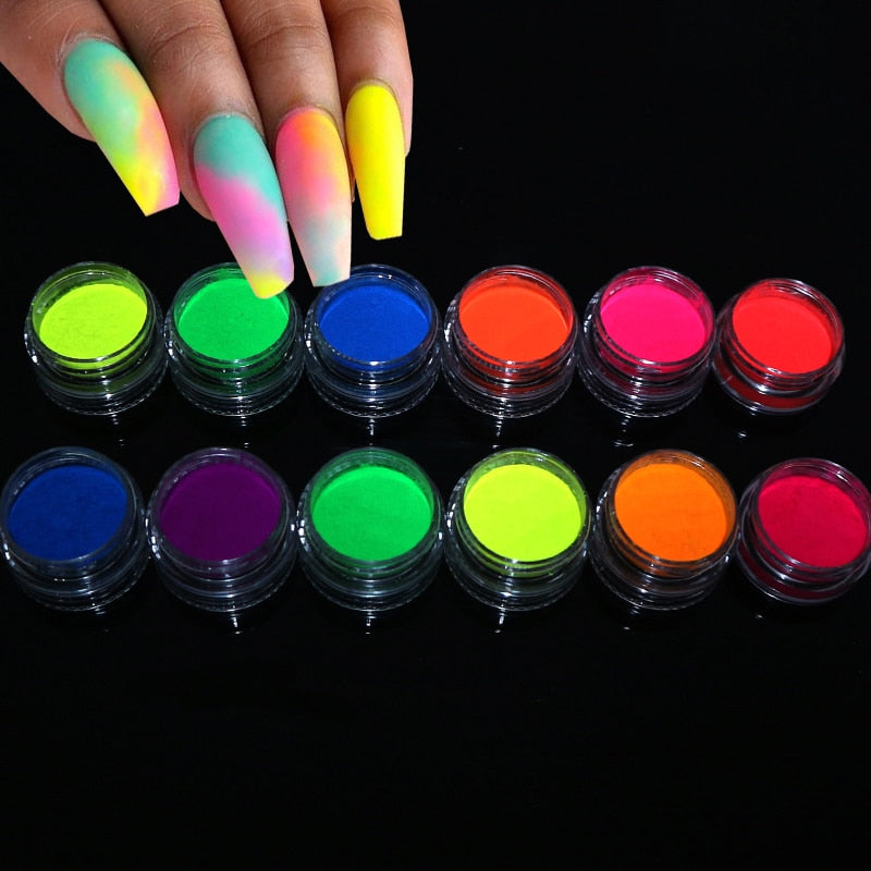 Neon Pigment Powder Fluorescent Nail Glitter Set – Brooklyn Born