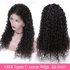Water Wave T Part HD Lace Wig Glueless Brazilian Remy Human Hair