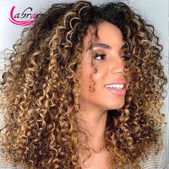 Kinky Curly HD Transparent Lace Frontal Human Hair Wig Pre Plucked