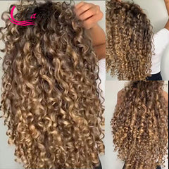 Kinky Curly HD Transparent Lace Frontal Human Hair Wig Pre Plucked
