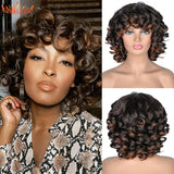 Spiral Curly Wigs With Bangs Synthetic