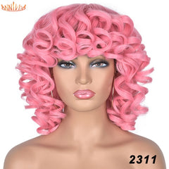 Spiral Curly Wigs With Bangs Synthetic