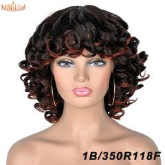 Spiral Curly Wigs With Bangs Synthetic