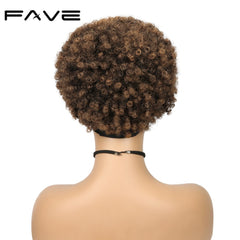 Afro Puff Curly Short Headband Wig
