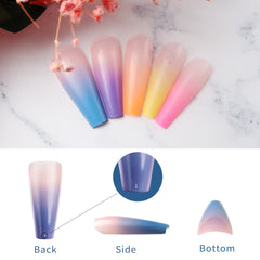 Ballerina Ombre Long Coffin Glossy Fake Nails Press On